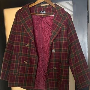 Burgandy Plaid Blazer